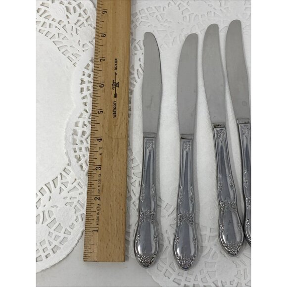 Lot of 6 Oneida FENWAY Dream Glossy Stainless Dinner Knives Wm A Rogers Vintage - Picture 6 of 6